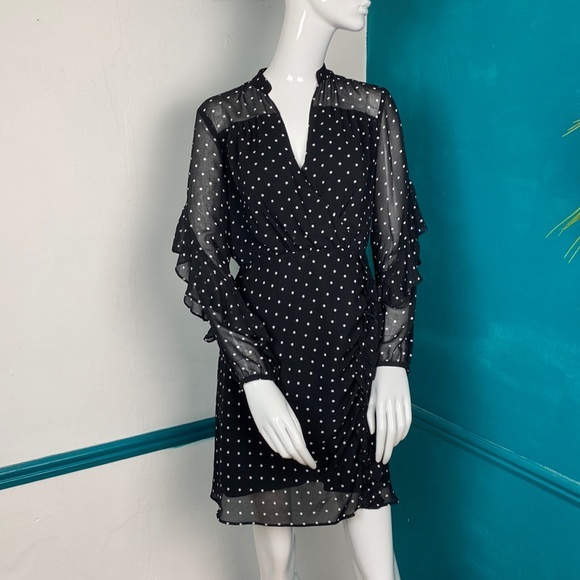 RACHEL Rachel Roy Dresses & Skirts - Rachel Roy polka dot dress with sheer sleeves a ruffle detail.